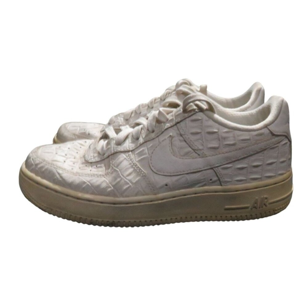 Nike Air Force 1 '07 LV8 White Croc Embossed Leather Low Top Sneakers 749144 103